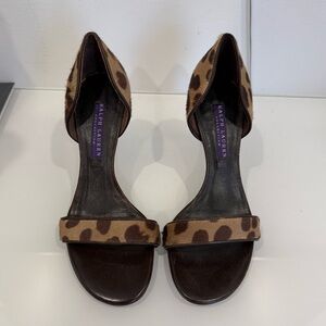 Ralph Lauren Collection Purple Label Smyria Leopard Print Heel Size 6.5 Sandal